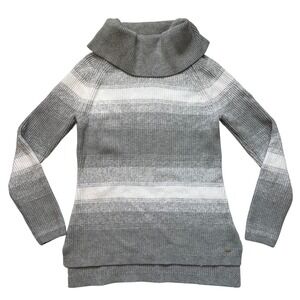 Tommy Hilfiger Gray Striped Turtleneck Sweater Tunic M Cotton
